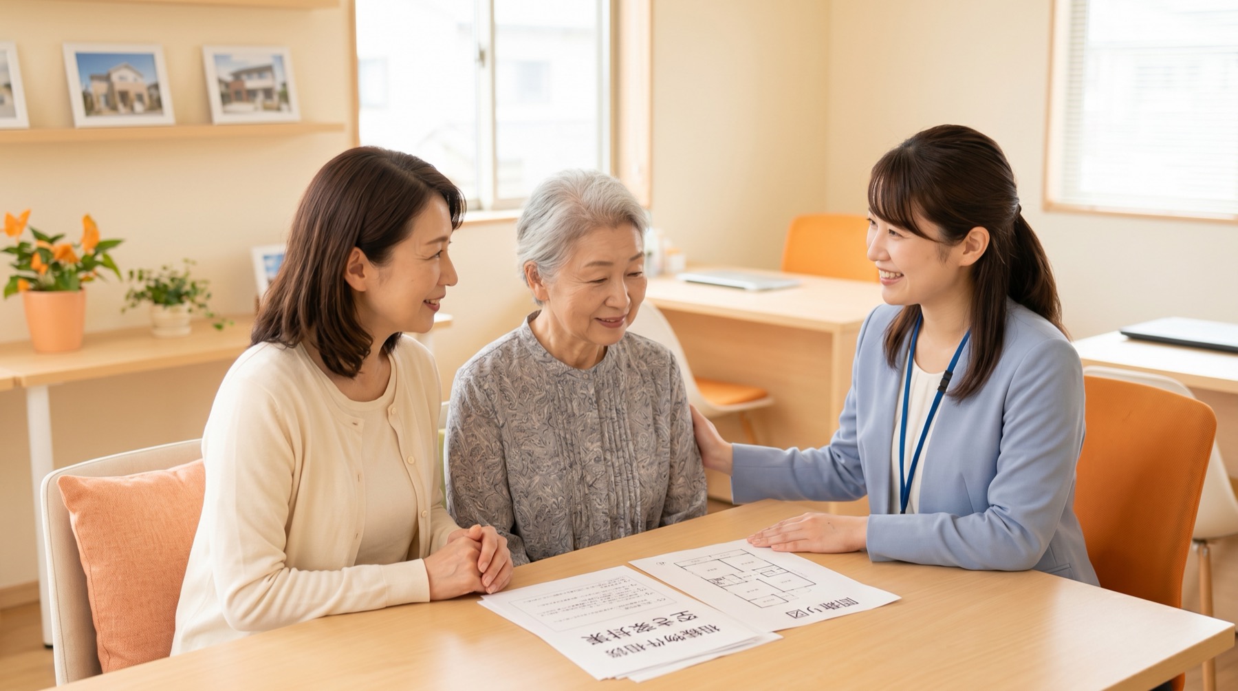 ご家族がスタッフへ相談している様子